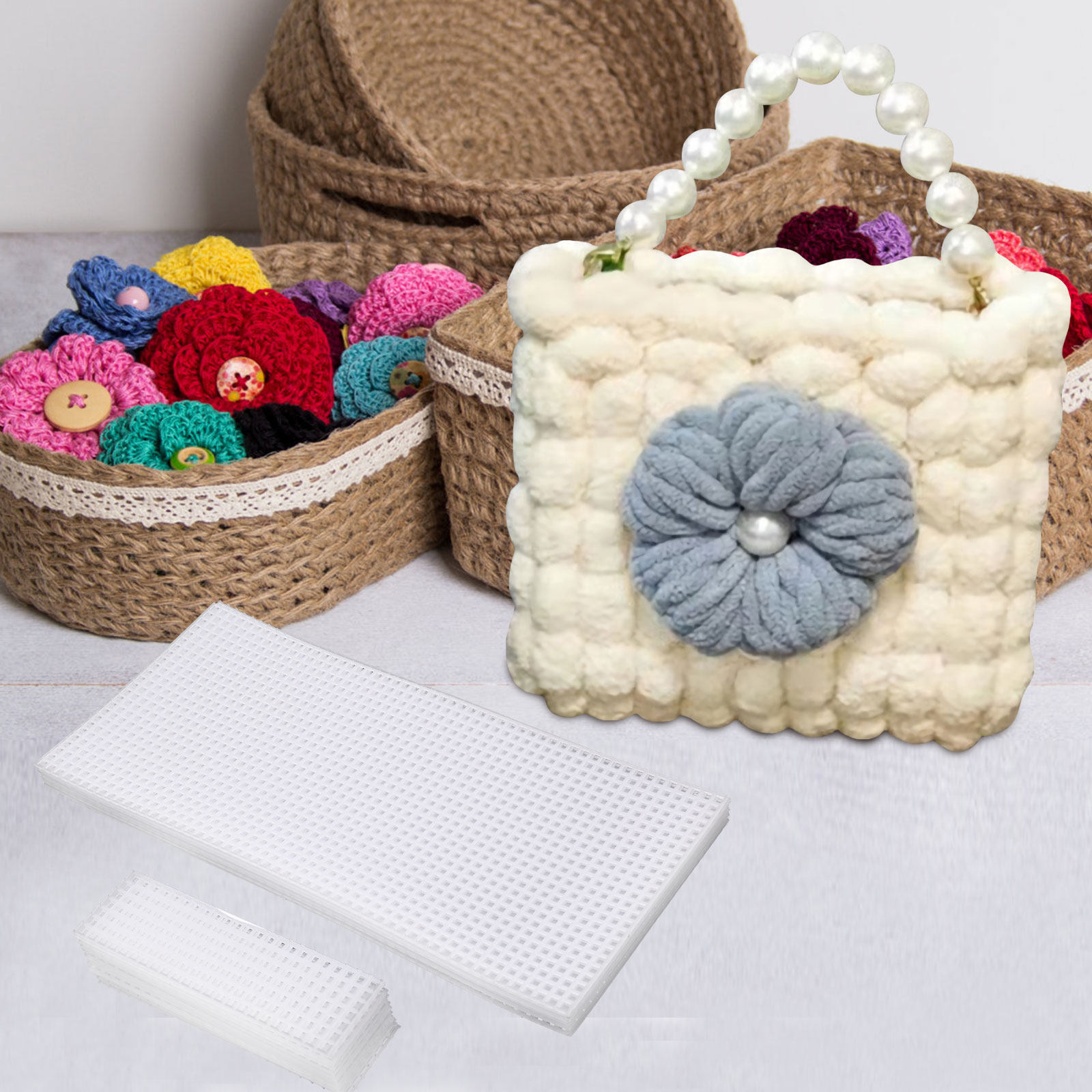 Embroidery Bag - 10Pcs DIY Bag Grid Plates Clear
