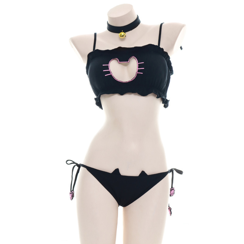Embroidery Cat - One Size Women Sexy Open Bra