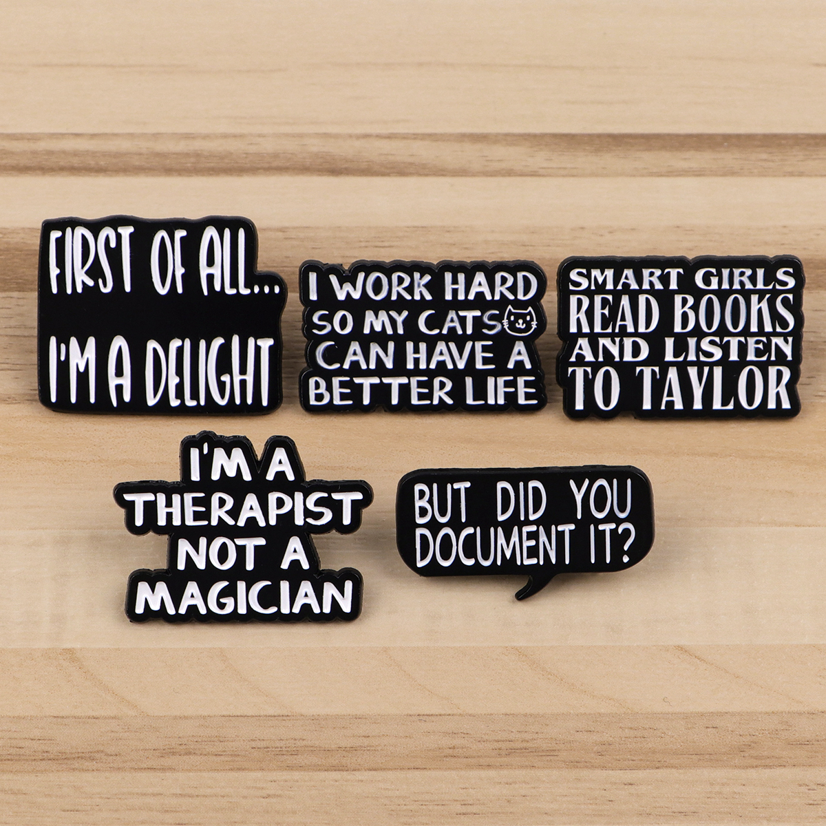 Embroidery Illustration - Satirical Quotes Enamel Pin Badges on