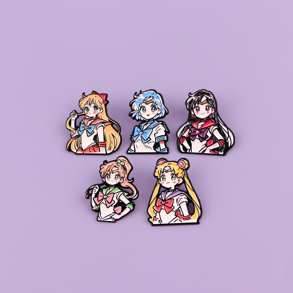 Embroidery Illustration - Cute Girls Enamel Pin Manga Anime