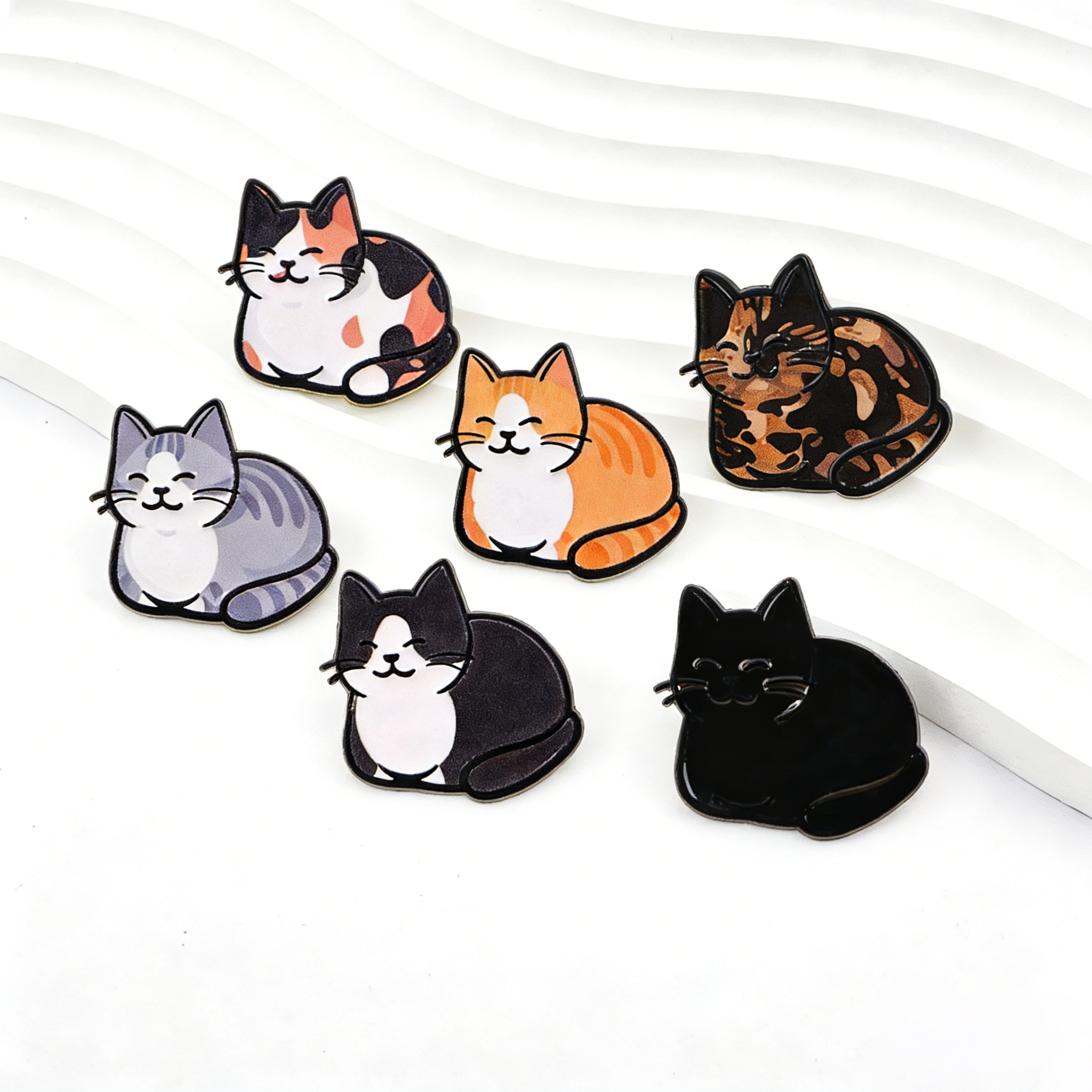 Embroidery Illustration - Cute Cats Enamel Pins Black Cat