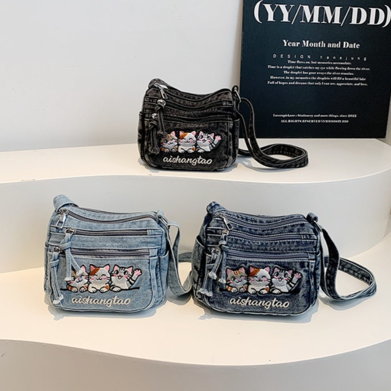 Cute Korean Style Embroidered  - Embroidery Cat avis et prix