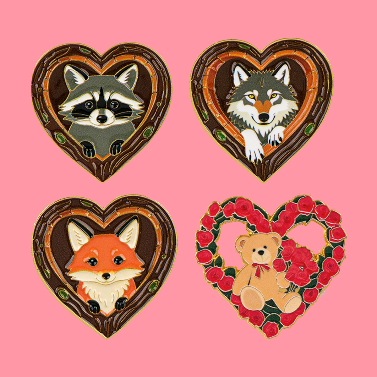 Fox Rose Bear Enamel Pins Anim - Embroidery Wallpaper avis et prix