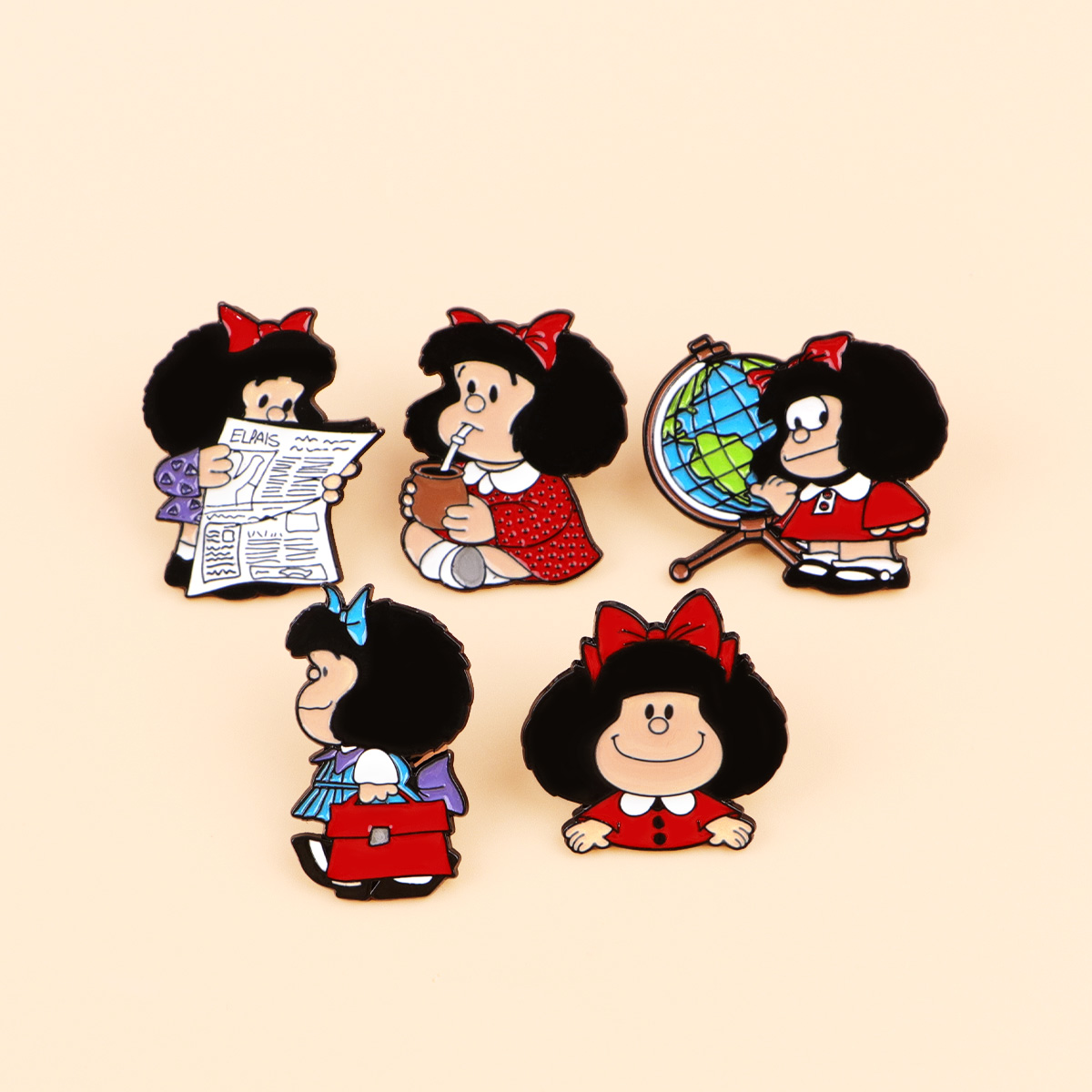 5pcs Cute Girl Enamel Pin Set  - Embroidery Illustration avis et prix