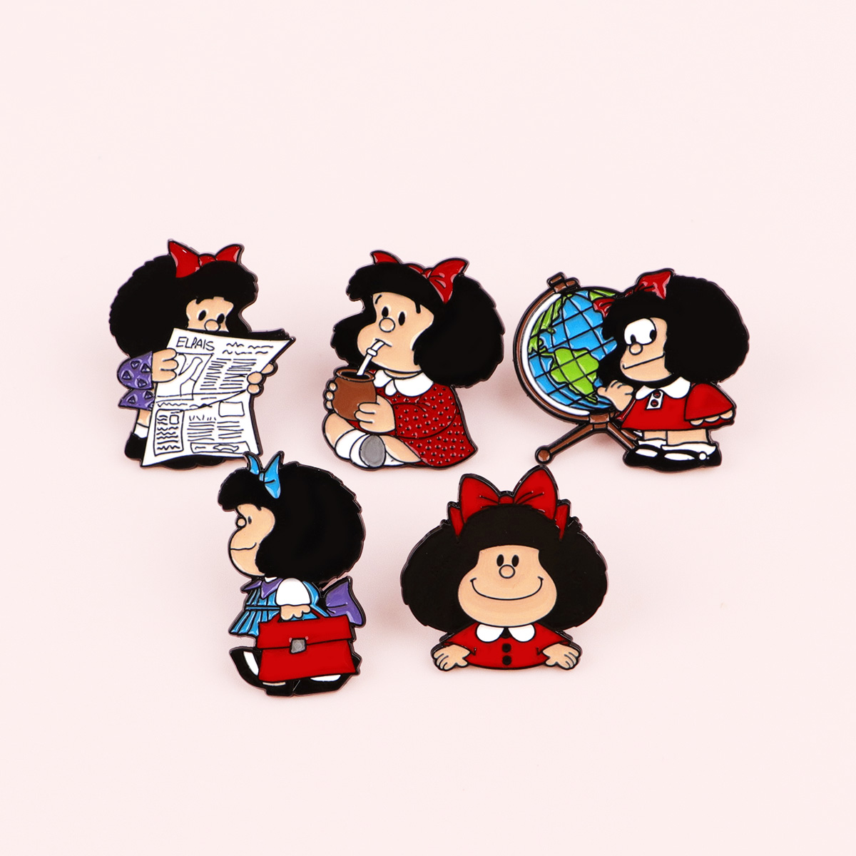 5pcs Cute Girl Enamel Pin Set  - Embroidery Illustration avis et prix