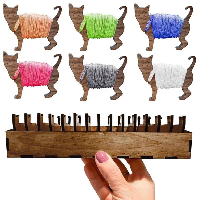 2026 Wooden Rabbit Spool Set w - Embroidery Cat avis et prix