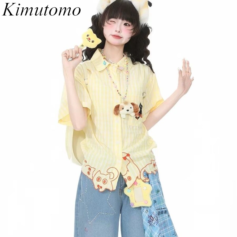 Kimutomo Shirts Women Embroide - Embroidery Cat avis et prix