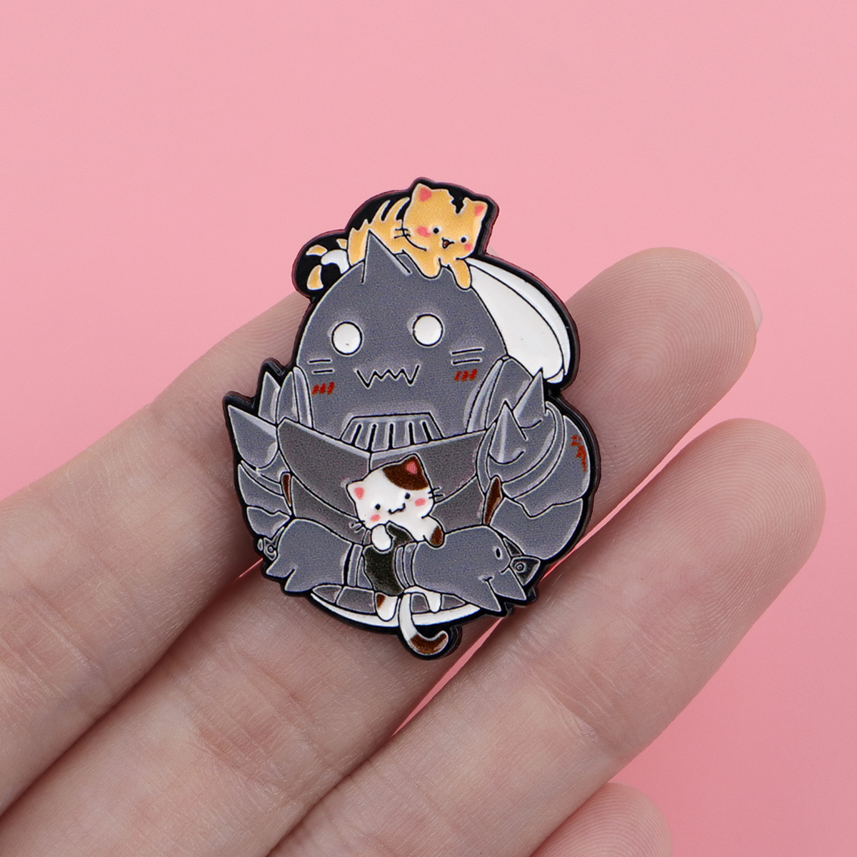 Cute Cat Enamel Pin Manga Anim - Embroidery Illustration avis et prix