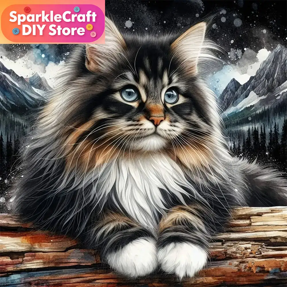 1pc frameless  5D DIY Diamond  - Embroidery Cat avis et prix