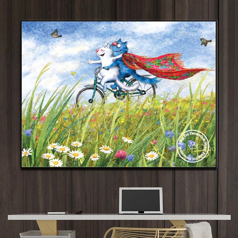 1PC frameless Cartoon Blue Cat - Embroidery Cat avis et prix