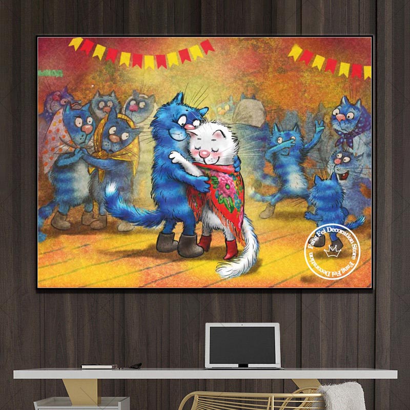 1PC frameless Cartoon Blue Cat - Embroidery Cat avis et prix