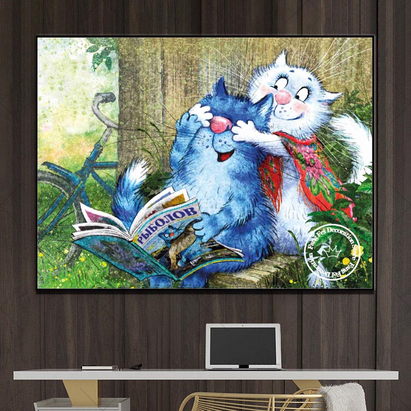1PC frameless Cartoon Blue Cat - Embroidery Cat avis et prix