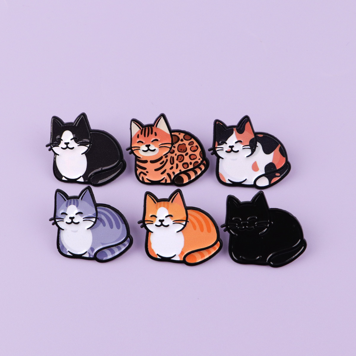 Cute Cats Enamel Pins Black Ca - Embroidery Illustration avis et prix
